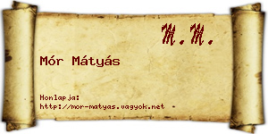 Mór Mátyás névjegykártya